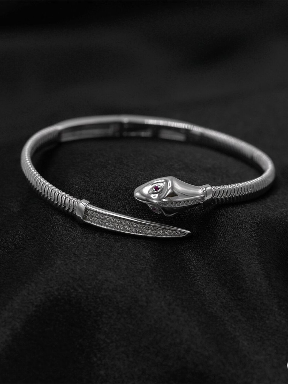 925 Sterling Silver Italian Snake-Style Bangle Bracelet